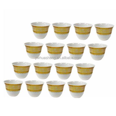 China 12pcs Cups 12pcs Viable Wholesale Ceramic Porcelain Factory HS Saudi Arabian Cawa Mugs With Gold Design for sale