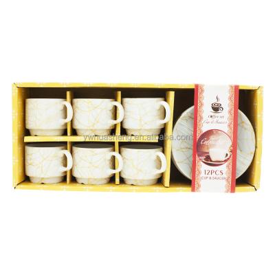 China Viable Ceramic Turkish Arabic Coffee Mugs Set Of 12 Coffee Mugs Set Porcelain Tea Cup Set for sale