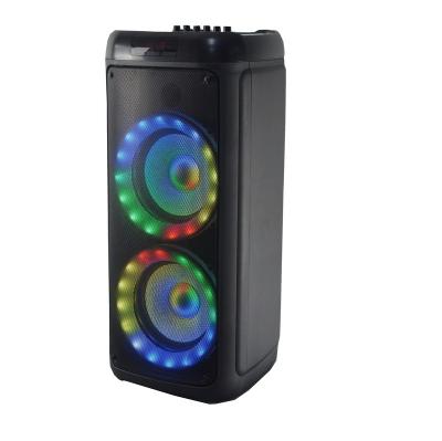 China None Double 8 Inch Portable Speaker With Rolling LED/USB/TF/FM/MIC/AUX for sale