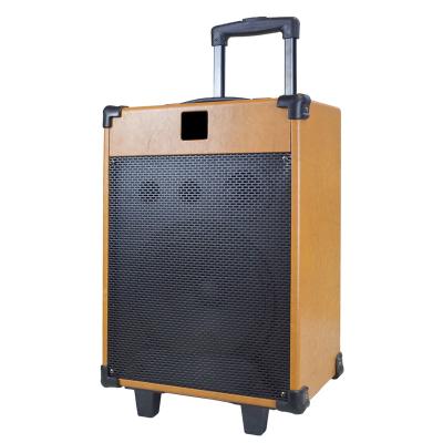 China None Wooden trolley portable Speaker soft leather wireless audio outdoor party dj speaker for sale