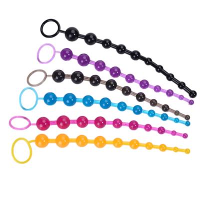 China 10 PVC Anal Beads Cheap Wholesale Transparent Colorful Balls Long Anal Beads Butt Plug Tail For Men Women Sex for sale