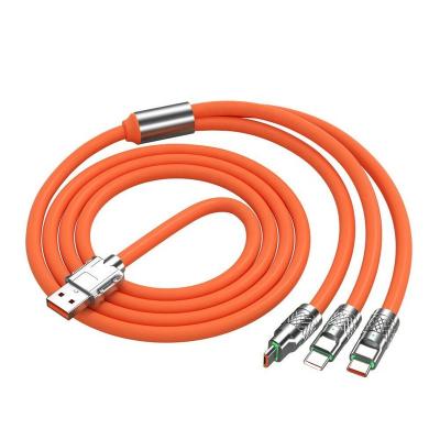 China MP3/MP4 USB-C Player Data Cable 2 to 1-in-1 LED Indicator 1.2m/1.8m Length Soft Mechanical Charging 120W Super Fast Cable for sale