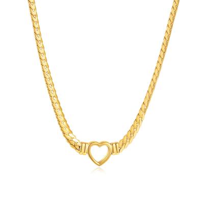 China Other Simple Design Big Jewelry Heart Pendant Glod Chain Necklace Plated Stainless Steel High Quality Necklace For Women for sale