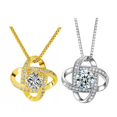 China Wholesale Fashion Heart Knot Love Crystal Pendant Necklace For Women Valentine's Day Party Jewelry Fine Polishing Gift For Girls for sale