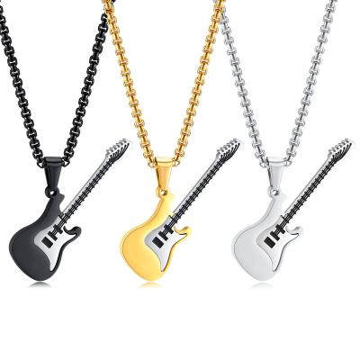 China The Other Classic Hip Hop Jewelry Personality Mens Necklace Fashion Fashionable Hawaiian Guitar Titanium Steel Pendant Stainless Trendy for sale