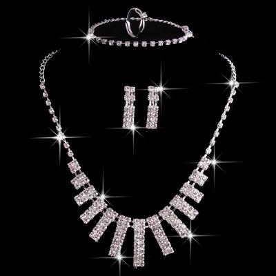 China 2023 FASHIONABLE Luxury Bridal Jewelry Set Four Piece Wedding Jewelry Set With Crystal Jewelry Set for sale