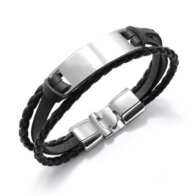 China Brown Rustic Braided Rope Bracelets Unisex Personalized Multilayer PU Leather Bracelet Casual/Sporty Fashion For Men for sale