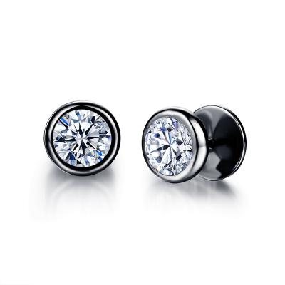 China Waterproof Stud Earrings For Women 18k White Gold Plated Round Zircon Stainless Steel Anti-allergy Earrings Jewelry for sale