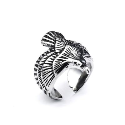 China 2022 Hot Selling Casual/Sporty European and American Jewelry Silver Retro Eagle Spread Wings Opening Eagle Ring for sale