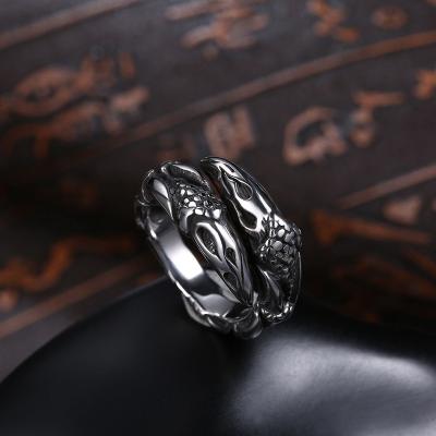 China Factory direct men's animal ring style casual/sporty retro bossy ring serpentine accessories wholesale for sale