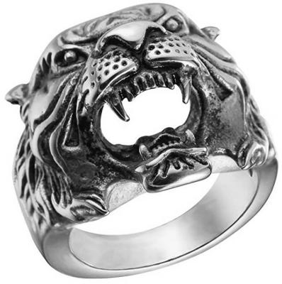 China 2022 casual/sports European and American hot sale accessories ring men's zodiac animal retro tiger head ring jewelry for sale