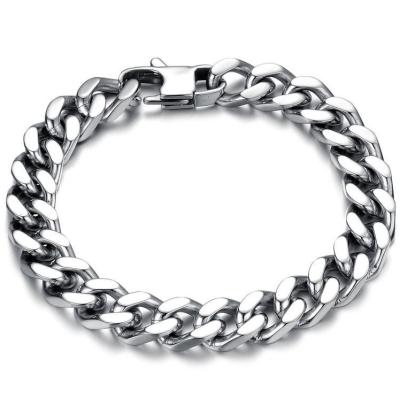 China Hiphop Supply Frontier Jewelry Wholesale Men's 316L Titanium Steel Cuban Chain Bracelet Fashion Stainless Steel Jewelry Thick Chain for sale