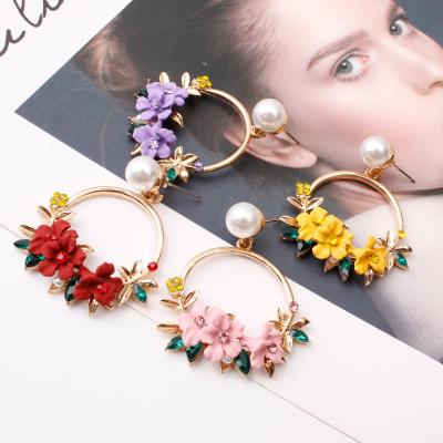 China CLASSIC Korean version of the flower earrings pearl earrings soft soft ceramic ear jewelry female for sale