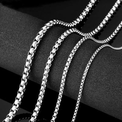 China Hiphop Korean version of stainless steel 2.5-5mm square bead chain men's square keel chain necklace jewelry with chain wholesale for sale