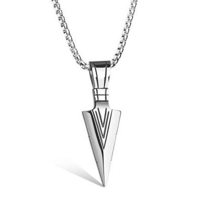 China Men Casual/Sporty Arrowhead Necklace Wholesale Personality Spearhead Jewelry Retro Charm Mens Street Hips Hop Spearhead Arrow Pendant for sale