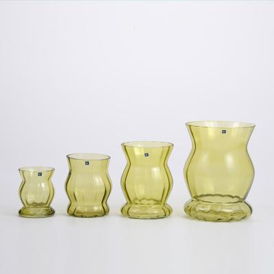 China 2021 eco - friendly green style glass vases decorations for homeware for sale