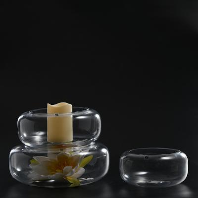 China Factory supply home hot sale glass candle container hand blown glassware decoration candle holder for home decoration for sale