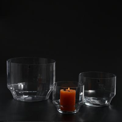 China Hot sale home design home supply manufacturing glassware decoration decoration glass candle holder on sale for sale