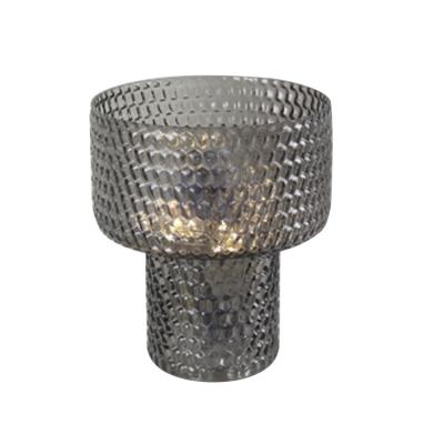 China Home Decoration Products 2020 New Smoky Spray Candle Holder Gray Glass Decorative Candle Holder for sale