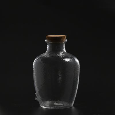 China Heavy Duty Hand-Blown Freshness Preservation For Juice Or Wine Storage Glassware Transparent Hot Sale Glass Jar With A Wood Seal Lid for sale