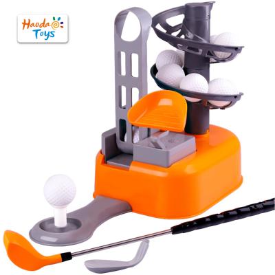 China Indoor hot popular indoor exercise game sports game training outdoor golf balls and clubs machine kids golf toy set for sale