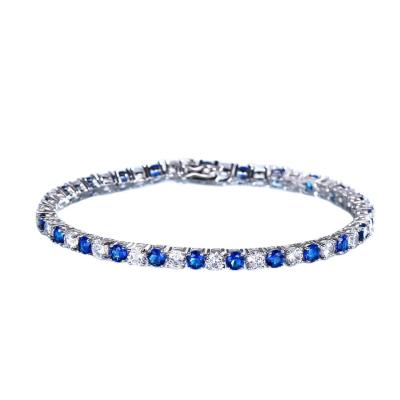 China Joia fina de prata criada luxuosa de Sapphire Bracelet Women Romantic Wedding 925 Nano do azul à venda