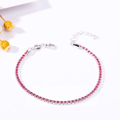 China Diamond Bracelet na moda novo 925 zircões de prata do rosa ajustáveis para mulheres à venda