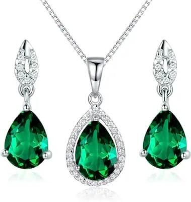 China Plating 925 Sterling Silver Necklace And Earrings Set Women'S Earrings And Pendant Set for sale