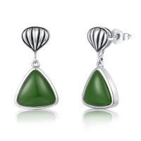 Chine Boucles d'oreille de goujon de vert de Sterling Silver Earrings Gemstone Emerald de la triangle 925 à vendre