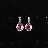 China Round 2.30g 925 Sterling Silver Earrings Pink Gemstone Earrings for sale