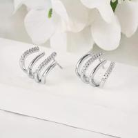 China Claw Shaped 925 Silver CZ Earrings , Rhodium Plated Sterling Silver Stud Earrings for sale