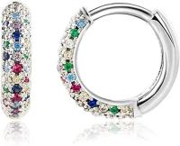 China Round Hoop 925 Sterling Silver Earrings Studs , 0.8g Sterling Silver Huggie Hoop Earrings for sale