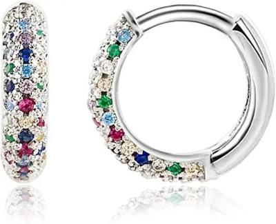 China Aro redonda 925 Sterling Silver Earrings Studs, 0.8g Sterling Silver Huggie Hoop Earrings à venda