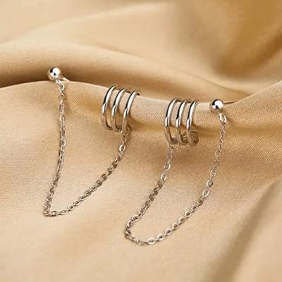 China Crawler 925 Sterling Silver Cuff Earrings Chain For Women Teen Girls for sale