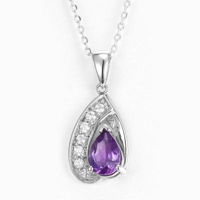 China Marquise Gemstone Teardrop Pendant 925 Sterling Silver Everyday Wear Necklace for sale