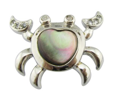 China Crab Colorful Shell Zircon Animal Shell Pendant S925 Logo Pendant For Everyday / Party for sale