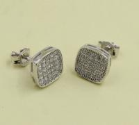 China Sparkling Square Sterling Silver Stud Earrings With Cubic Zirconia Simple Sterling Silver Earrings Silver Post Earrings for sale