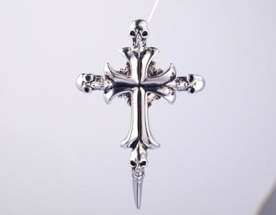 China 925 Sterling Silver Pendant with Zircon Religious pendant Skull Cross Pendant with 19'' Chain hip hop ice for sale