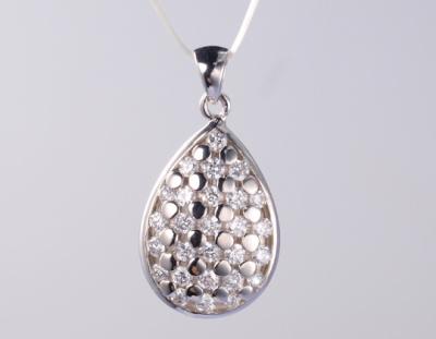 China Pear Hollow Geometric 925 Sterling Silver Pendant For Women 925 Silver CZ Pendant Add A Touch Of Luxury To Your Jewelry Collection  925 Silver CZ Pendant 925 Silver CZ Pendant The Perfect Choice for sale