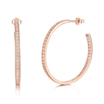 China Aros Netflix 925 pendientes de plata del aro de Rose Gold 40m m de los pendientes de la CZ para las mujeres en venta