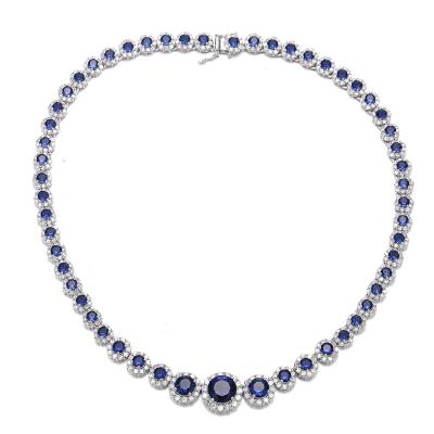 China Circona cúbica azul del collar de Birthstone de la aguamarina 17 pulgadas en venta