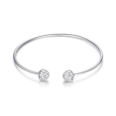 中国 4.24g MenのSterling Silver Torque Bangle 6.5mm Heart CZ Cartier 販売のため