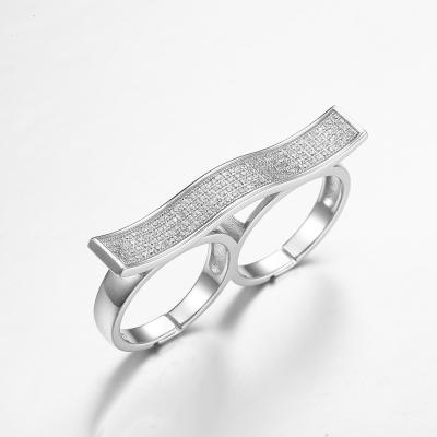 China Der Mittelfinger und Ring Finger 925 Doppelt-Finger-Ringe Sterling Silvers CZ zu verkaufen