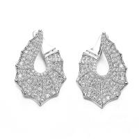 China Pendientes nupciales 925 pendientes de plata Bling y Earrigns nupcial elegante de la CZ en abanico en venta