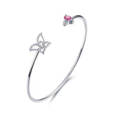 China 3.75mm Sterling Silver Butterfly Bangle Red Pandora Valentines Tag zu verkaufen