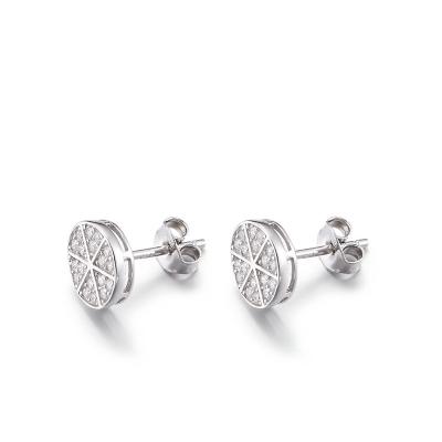 中国 1.58g 925 Silver CZ Earrings反Allergic Round Sparkle Stud Earrings 販売のため