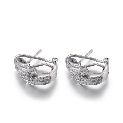 中国 AAA+ 925 Silver CZ Earrings 2.81g 4mm Cubic Zirconia Stud Earrings 販売のため