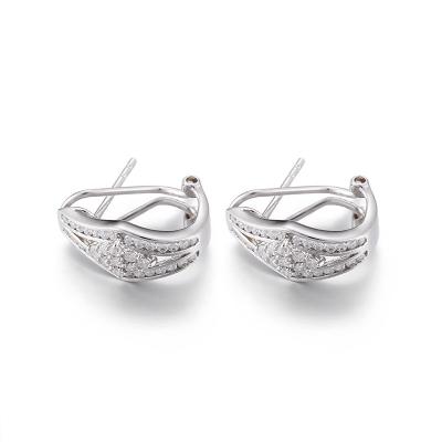 中国 3.13g Sterling Silver Oval Hoop Earrings Rhombus Cubic Zirconia Square Stud Earrings 販売のため