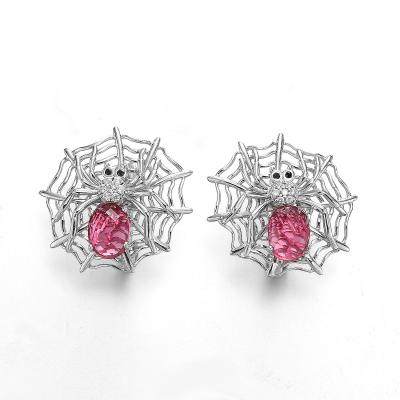 China Spinnen-Netz Sterling Silver Stud Earrings Withs Swarovski des Rubin-925 Kristall-4.85g zu verkaufen