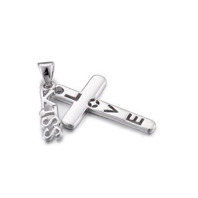 China datar intemporal da colar do pendente de 1.93g Sterling Silver Cubic Zirconia Cross à venda